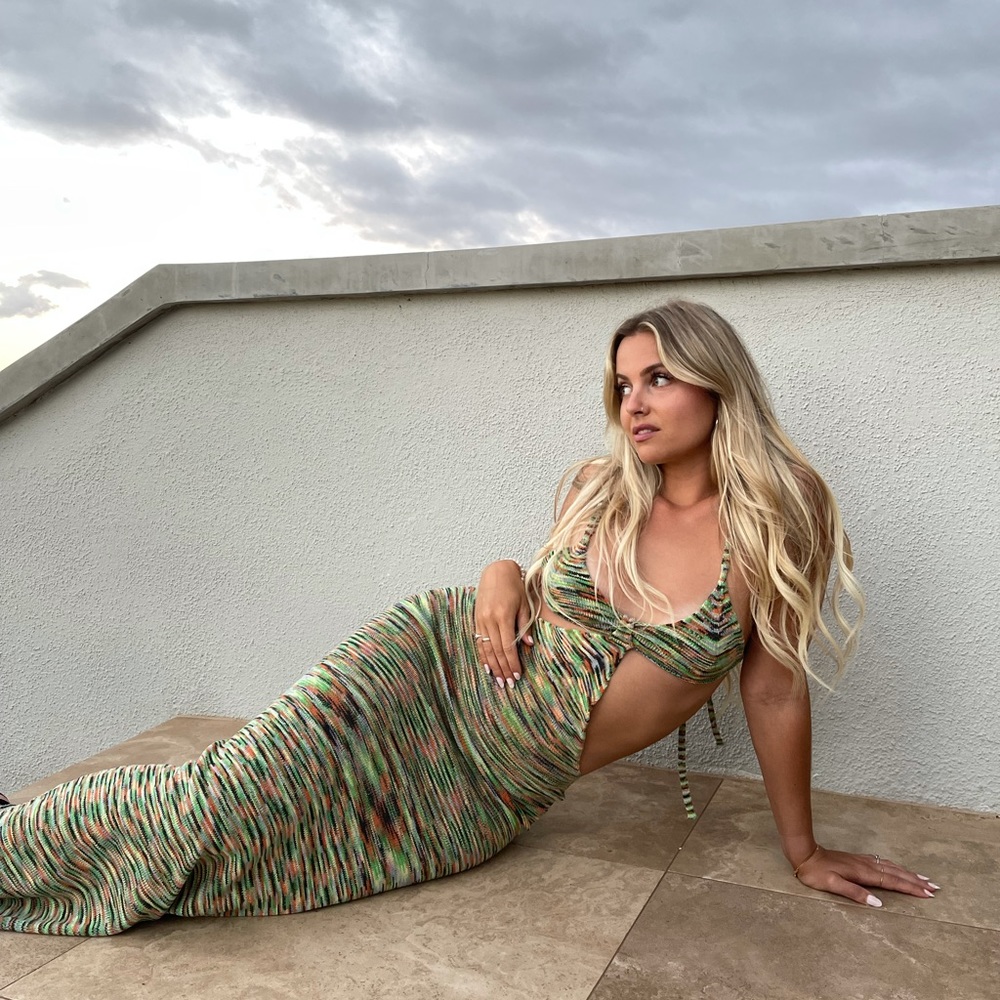Jaded London Vibrant Green and Orange Maxi Dress
